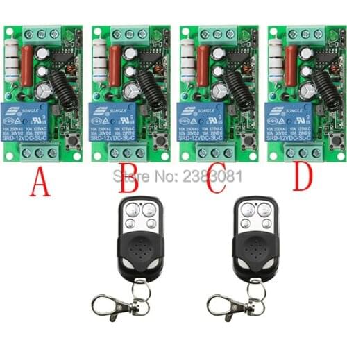 2016 New AC220V 1CH 1Channe RF wireless remote control switch System teleswitch 2X Transmitter + 4X Receiver,315/433 MHZ