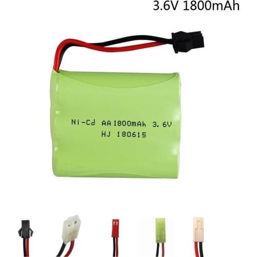 3.6V 1800mah Ni-CD AA Battery 3.6v NICD battery pack for RC toy Car Boat model RC toys Battery SM/Tamiya/JST/EL-2P Plug