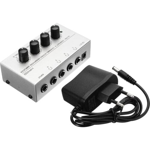 4 Channel Headphone Amplifiers HA400 Ultra-Compact Audio Stereo Amp Microamp 4 high-power Stereo Amplifier With EU Adapter