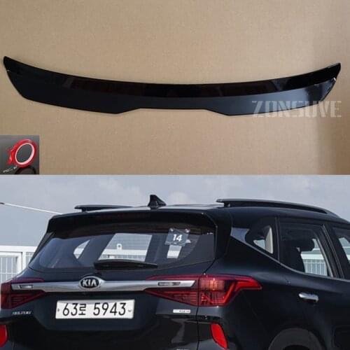 Use For KIA Seltos 2020 Year Roof Spoiler Carbon Fiber Look Accessories Body Kit Factory Style