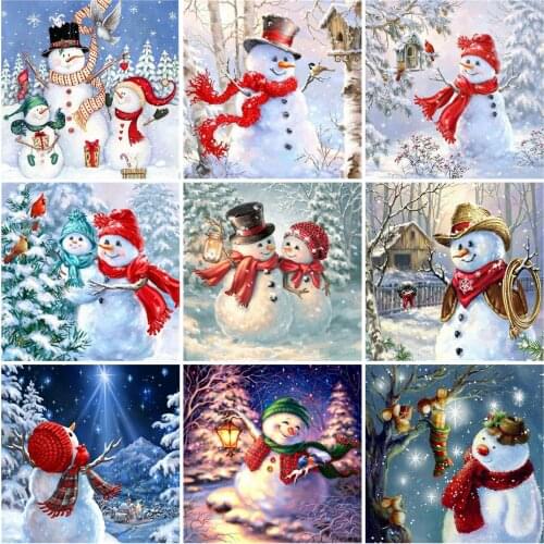 EverShine 5D DIY Diamond Painting Snowman Picture Of Rhinestones Diamond Embroidery Landscape Mosaic Kits Winter Wall Decor Home