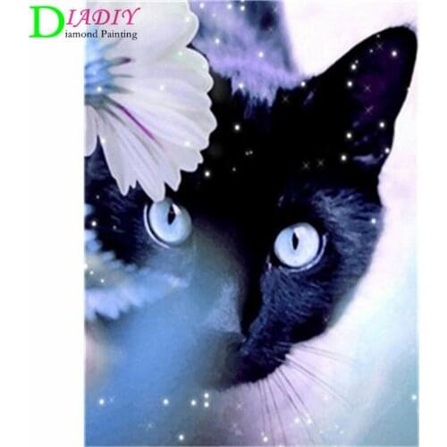 NEW Full Square Diamond Painting Cat 5D Diy Diamond Embroidery Animal Mosaic Picture Of Rhinestone Home Decoration Girl Hobby