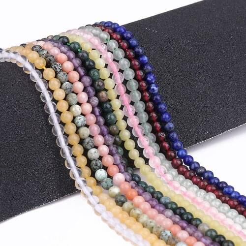 2mm 3mm Natural Stone Beads Rose Quartz Garnet Fluorite Turquoise 38cm Round Stone Loose Beads for Jewelry Making Beadwork DIY