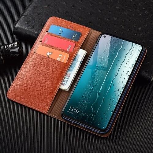 For Huawei P50 Pro Wallet Cases Soft Litchi Texture Genuine Leather Flip Case For Huawei P50Pro P50 P40 Pro+ Lite E 5G Cover