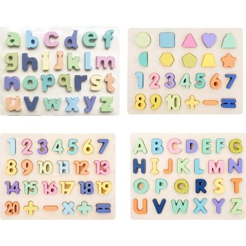 Kids 3D Wooden Cognitive Jigsaw Safe Early Educational Learning Wooden Shape Alphabet Number Puzzle Preschool Educational Toys