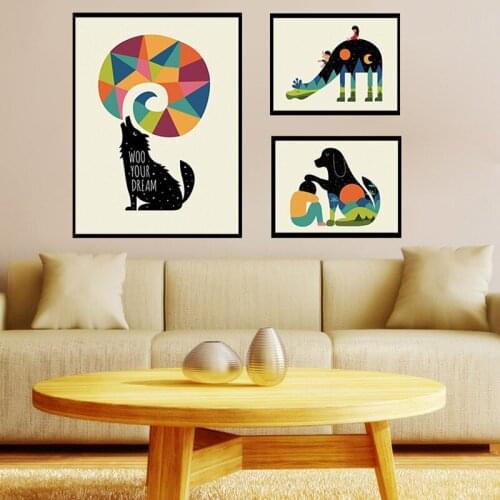 Cartoon Animals Canvas Painting Wall Art Poster Cute Lovely Elephant Fox Giraffe Picture for Children Bedroom Nursery Home Decor