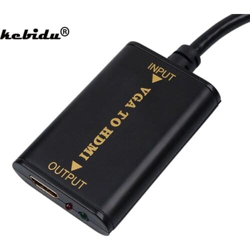 Kebidu VGA to HDMI-compatible Converter 1080P HD Audio AV Converter VGA2HDMI-compatible HDTV Video Cable For TV PC Wholesale