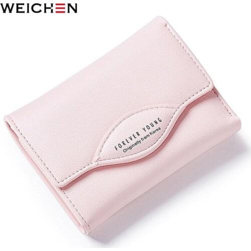 WEICHEN Short Wallet Women Hasp Fresh Female Purse Brand Designer PU Solid Money Purse Coin Pocket Ladies Small Bags