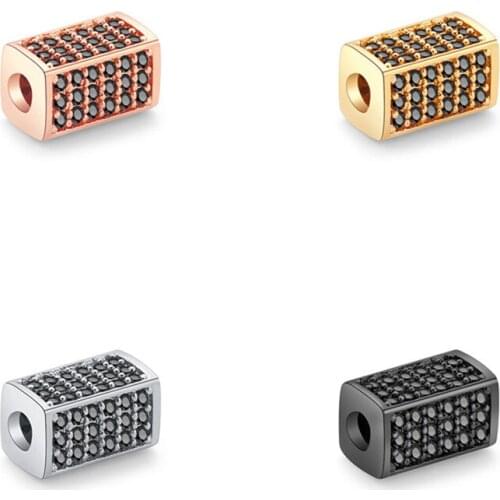 Cubic Zircon Square Pillar Handmade DIY Jewelry Bracelet Quality Micro Pave CZ Accessories DIY Charms For Jewelry Making