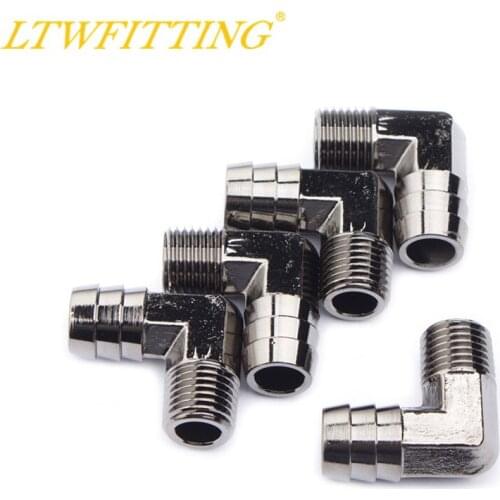 LTWFITTING Black Nickel Plating 90 Degree Elbow Brass Barb Fitting 1/2" ID Hose x 1/4" Male NPT