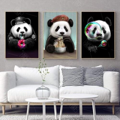Cute Cartoon Posters And Prints Panda Animals Canvas Painting Nursery Baby Room Wall Art Picture For Living Room Kids Decoration