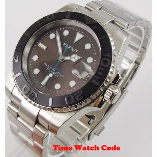 Parnis 40mm Automatic Mens Wristwatch Date display Coffee dial Oyster bracelet sapphire glass ceramic bezel luminous