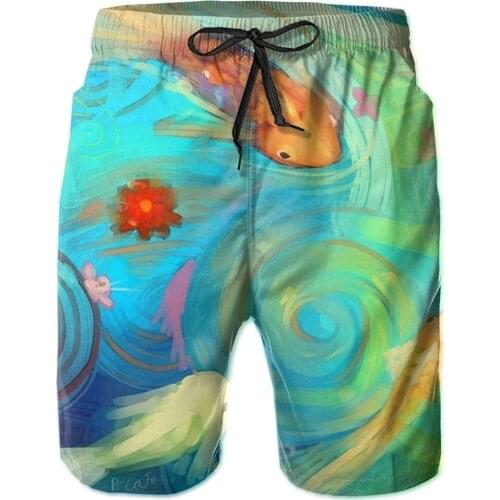 Mens Swim Trunks Watercolor Fish Swimtrunks Swimwear Novelty Casual Summer Beach Shorts With Pockets