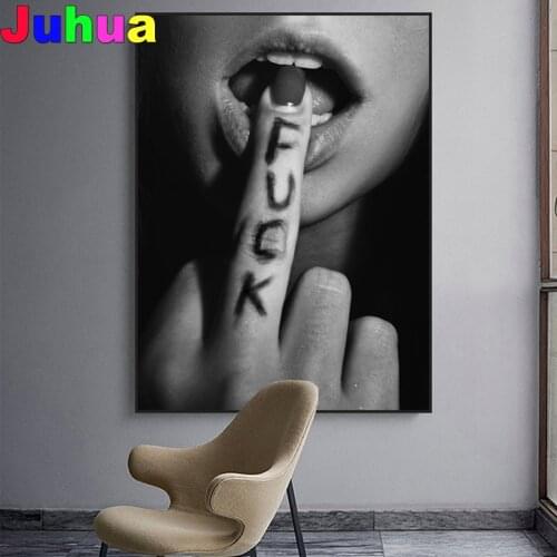 Sexy Lips Black and White 5d Diamond Painting Kit Full Square Round Diy Diamond Embroidery Woman art Diamond Pattern,B252
