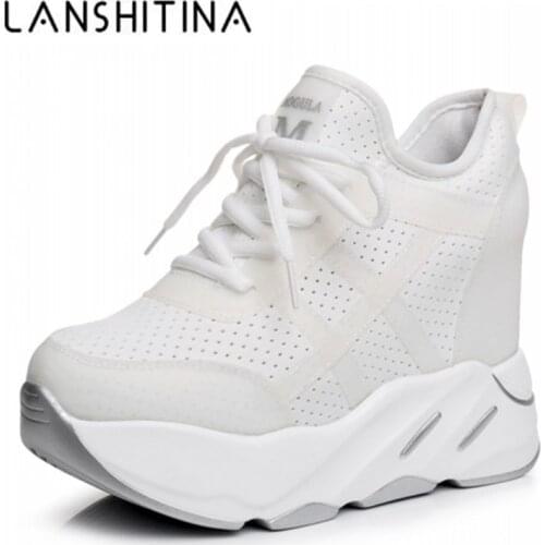 New 2020 Autumn Women Breathable Platform Casual Shoes Women Height Increased Vulcanized Shoes 12 CM Thick Sole Zapatos Mujer