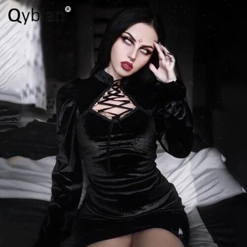 2021 Retro Autumn Winter New Solid Long Sleeve Puff Sleeve Dress Women Hollow Out Black Dress High-neck Ladies Dresses