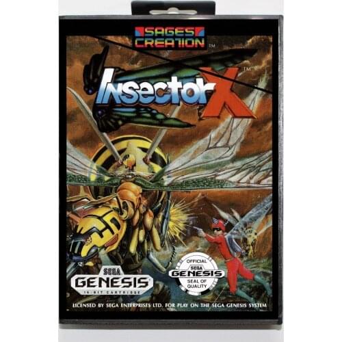 New 16 bit MD game card - insector x with Retail box For Sega genesis system