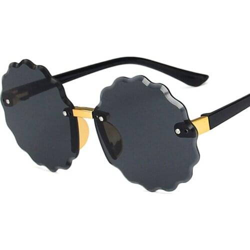 2021 Child Cute Round Rimless Frame Sunglasses Children Kids Gray Pink Blue Lens Fashion Boys Girls UV400 Protection Eyewear