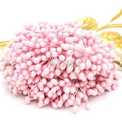 Wholesale 5mm Double Tips Pink Pearl Flower Pistil Stamen For DIY And Cake Decoration Free Shipping 900pcs