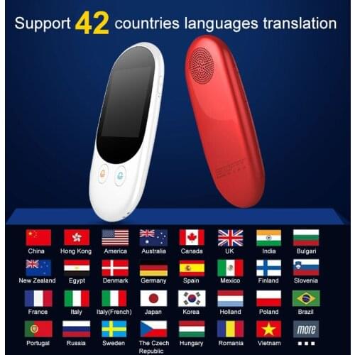 Smart Language Voice Translator Device Translation 40 Languages 2.4 Inch TouchScreen Rechargeable Battery for Learning Traveling