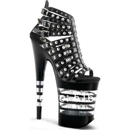8 inch sexy rivets punk high heels Gorgeous pole dancing Shoes ladys 20cm rome Stripe Platform shoes