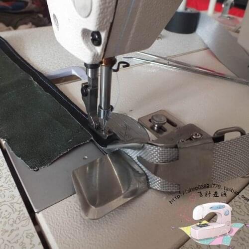 Plastic leather belt, pull cylinder, cylinder hemming, sewing aid, faucet, single needle lockstitch machine with
