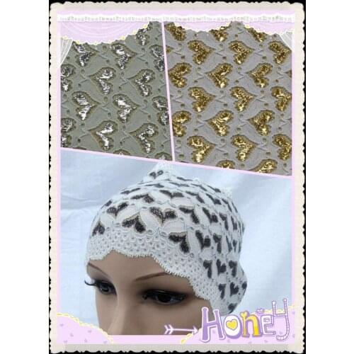 15cm luxurious metallic shining effect elastic jacquard lace, Muslim cap soft and elegant lace trims,XERY14300L