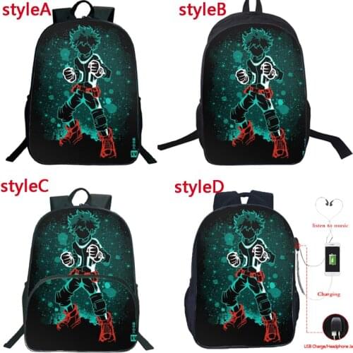 My Hero Academia Backpacks Shouto Multifunction USB Charge Headphone Jack Laptop Bags for Teens School Travel Bags