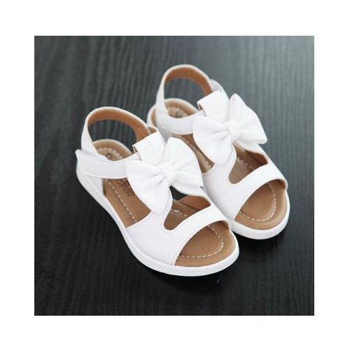 Girls sandals genuine leather white pink red open toe flowers summer girls shoes kids shoes wide chaussure size 21-36