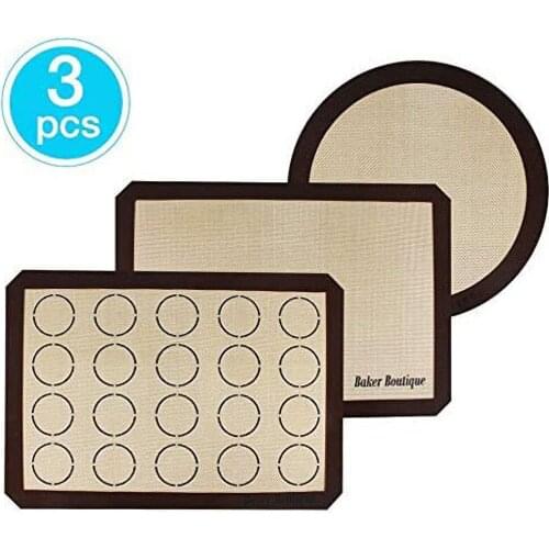 3Pcs Silicone Baking Mats Macaron Rolling Dough Mat Sheet Non Stick Sheet Mat Professional Grade Liner Sheets