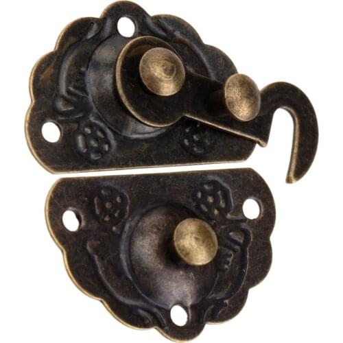 1pc Latch Hasp Hook Clasp Lock 44x34mm screws Vintage Decorative Antique Bronze Metal Buckle Box Case Jewelry Toolbox Hardware