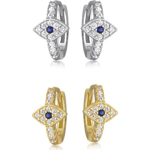 Silver Gold Color Jewelry Mini Blue Zircon Evil Eyes Earring Pendant Small Stud Earrings for Women Femme Hoop Earring Wholesale