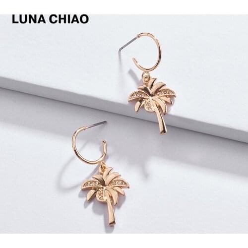 LUNA CHIAO Gold Silver Plating Fashion Women Jewelry Coconut Plum Tree Leaf Hoop Earrings for Girls Huggie Earring