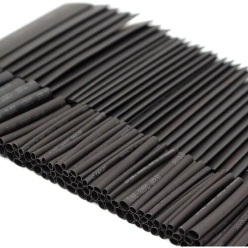 127PCS Heat Shrink Sleeving Tubing Assortment Electrical Connection Electrical Wire Wrap Cable Waterproof Shrinkage 2:1 Black