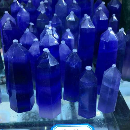 2.2LB Natural beautiful blue energy fluorite crystal Reiki obelisk quartz healing wand point