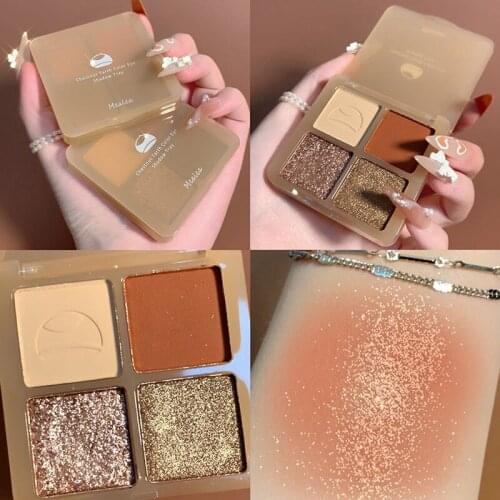 4 Colors Shimmer Matte Eyeshadow Pallete Long Lasting Waterproof Glitter Eyeshadow Shimmer Shine Eyeshadow Makeup TSLM1