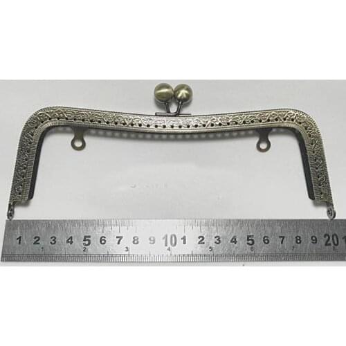 5pcs/lot bronze color M shape knurling kiss buckle women DIY metal bag clasp purse frame 20cm