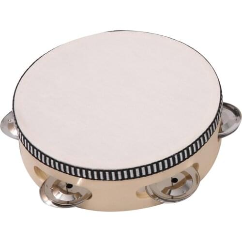 6/8 Inch Round Hand Drum Percussion Instruments 15/20cm Dance Music Tambourine, Kindergarten Kids Bells Tambourine Musical Tools