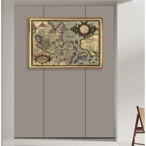84*59cmThe Retro Decorative Map Canvas Painting Vintage Wall Art Poster School Supplies Bedroom Living Room Home Decor