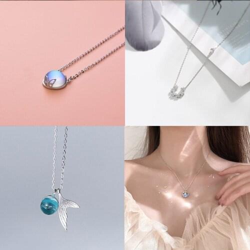 925 Sterling Silver Pin Exquisite Temperament Style Fashion Gem Inlay Adds Charm Pendant Necklace Jewelry