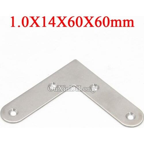Brand New 50PCS 304 Stainless Steel 14X60X60mm Furniture Corner Braces L Shape Board Frame Shelves Support Brackets Connectors