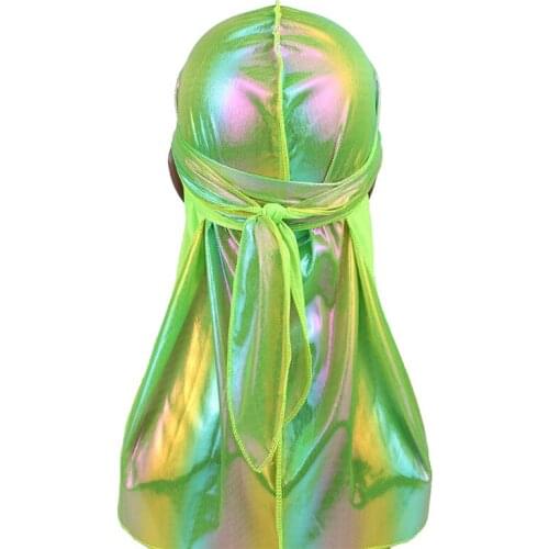 Men/Women Silk Laser Polyester Bandana Hat Durag do doo Rag Tail Headwrap Headwear Gift