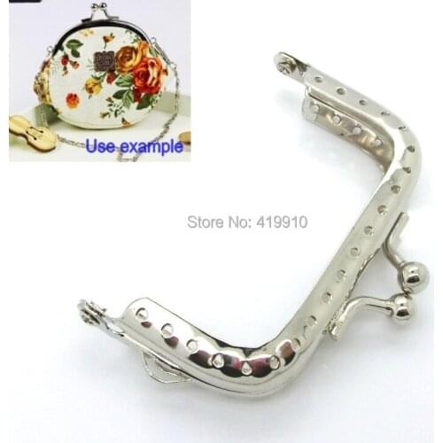 Free Shipping-5pcs Silver Tone Metal Frame Kiss Clasp For Purse Bag Lock Handle DIY Handmade 6.8x5.2cm J2586