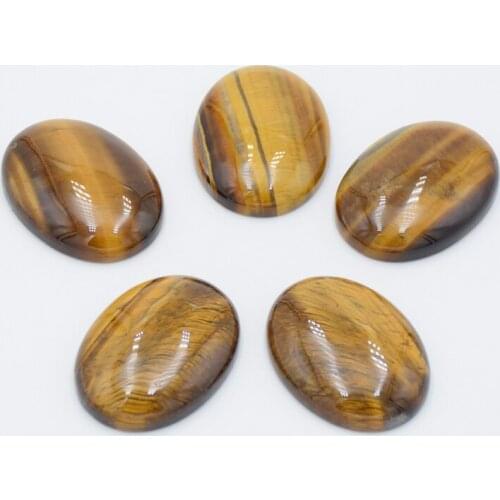 1pc Oval Natural Yellow Tiger Eye Stone Cabochon Bead No Hole Fit DIY Handicrafts Reiki Jewelry Women Men Ring Bracelet Making