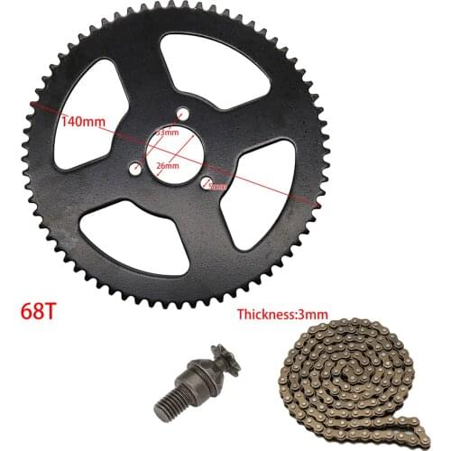 25H Chain 144 Links, 25H 68 teeth Rear Sprocket ,7 teeth sprocket shaft For Electric tricycle Mini moto Pocket Bike ATV Quad