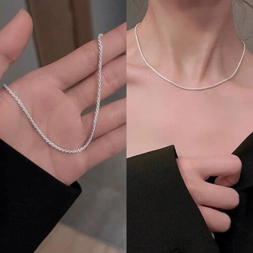Bling Bling Silvery Choker Necklace Korean Fashion Jewelry Wedding Party Girls Sexy Clavicle Chain Accessories For Woman 2021