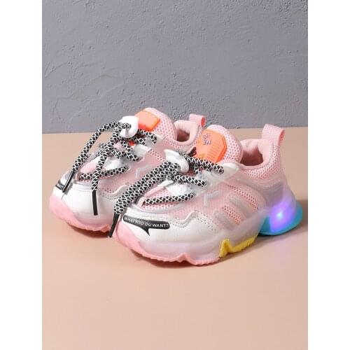 Infant Led Sneakers New Girls Boys Light Up Sports Shoes 1-6 Years Baby Glowing Running Shoes Toddler Soft Luminous Shoes Pink