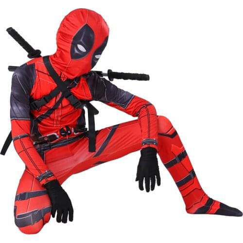 Kids cosplay costume adult cosplay superhero deadpool costume mask set jumpsuit leotard Halloween party costume boy new