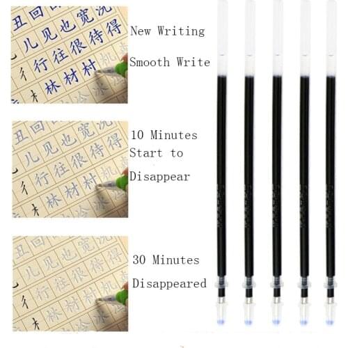 100pcs Blue Ink Automatic Disappear Gel Pen Refill Special Function Refill Magic Color Fading Practise Writing Pen Instead Refil