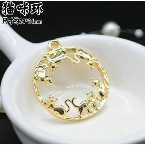 5pcs Seaweed cats Maple leaf ring Metal Frame Pendant Gold Charm Bezel Setting Cabochon Setting UV Resin Charm Jewelry Making